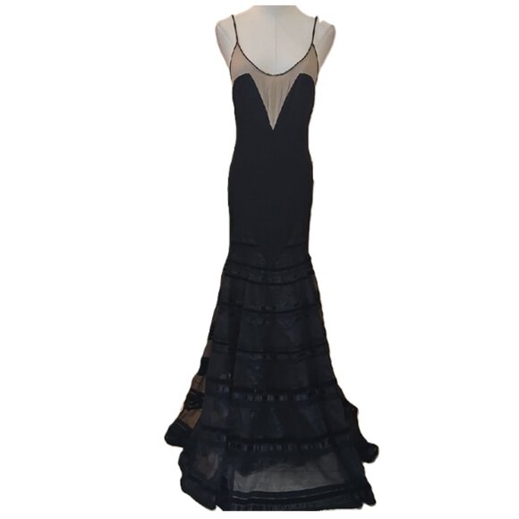 Max Azria Vintage Elegant Black and Sheer Evening Gown Dress Size Small - Picture 13 of 13